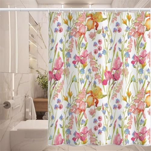 Rideau de douche imperméable avec ourlet lesté en polyester fleurs - 3