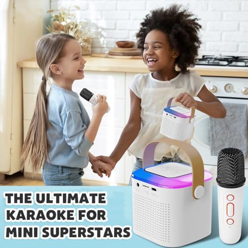 Image of Wembley Bluetooth Karaoke Set with Microphone and Speaker - Musical Toy for Kids, Gift for Singing, Ideal for Parties, Picnics, and Travel Entertainment - White Bucket Style