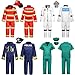 Chillife Toddler Dress up Clothes Boys Dress up Costumes for Play Kids Costumes Firefighter, Police, Astronaut, Doctor Role Play Toddler Toys Christmas Birthday Gift for Girls Age 3-6 Years