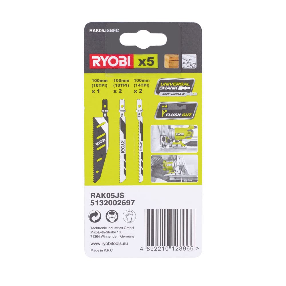 RYOBI, Lame Speciali per Seghetto alternativo Flushcut, Confezione da 5