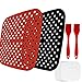 Wybtbm Papel Cuadrado Horno, Almohadilla de Freidora de Aire, 2 pcs Revestimientos de Silicona Antiadherentes Reutilizables, 50 pcs Papel Pergamino para Freidora, 2 pcs Cepillo de Silicona(7.5 inch)