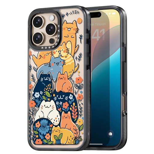 Coque iPhone 16 Pro Max Rosarnnah souple transparente à motif chats amusants de 6,9 pouces