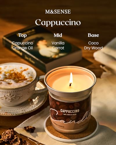 M&SENSE Cappuccino Coffee Soy Wax Scented Candles Gifts for Women Strong 350g 75H Unique Heavy Scented Candle Gift for Men Non Toxic Organic Aromatherapy Candle for Relaxing Stress Relief - Image 5