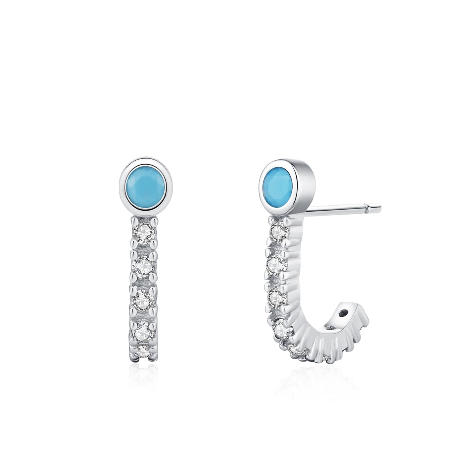 Pendientes de aro abiertos de oro de 9/14/18 quilates para mujer, aretes de aro turquesa de oro real