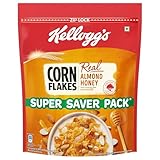 Kellogg's Corn Flakes Real Almond Honey 1kg | High in Iron, Vitamin B1, B2, B3, B6 & C | Naturally Cholesterol Free | Corn Flakes, Breakfast Cereal
