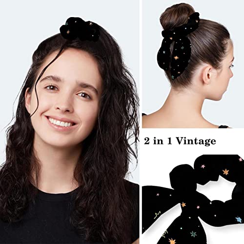 Image of Women's Working Caps Bouffant Surgical Cap with Bow Scrunchies Little Daisy Art Paint Ponytail Holder Tie Back Scrub Hat