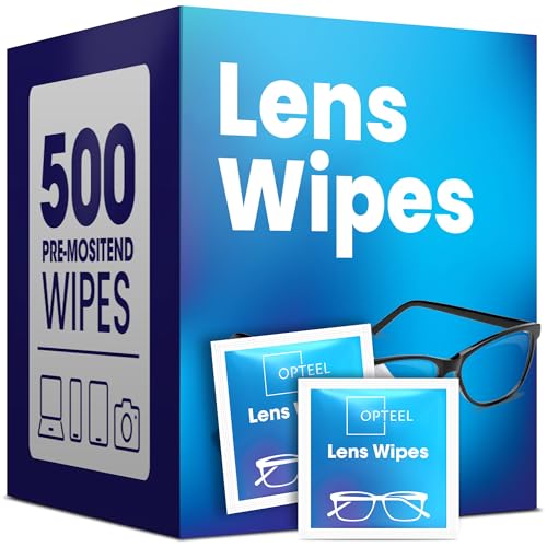 Lens Wipes for Eyeglasses - Pre-moistened Eyeglass Lens Cleaning Wipes - 500 Lens Wipes Individually Wrapped Sracth-Free Streak-Free Eye Glasses Wipes Lens Cleaner for Sunglass & Camera Lens