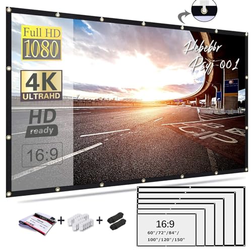 Tragbarer 100-Zoll-Projektor-Leinwand, 16:9 HD, faltbar, faltenfrei, um Projektion der Filmleinwand für den Innen- und Außenbereich zu verhindern (34 cm, 1) (120 IN 1)