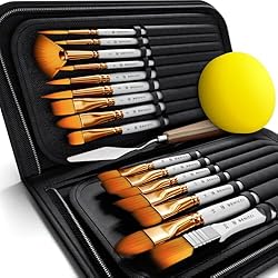 16 Pieces Premium Artist Paint Brush Set - Includes Palette