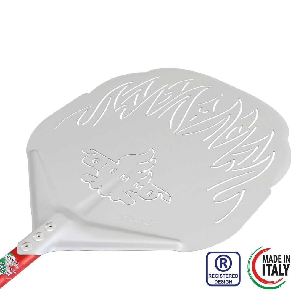 Giemme Pala per Pizza in Alluminio, Uso Professionale, Pizze da 36 cm, Per forni profondi 40/45 cm (Testa 36 cm ø in Alluminio, Lunghezza manico 60 cm)