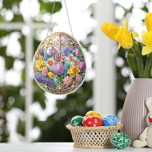 Pintura artística con diamantes de huevo de Pascua para adornos colgantes 2
