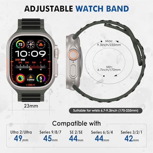 MoKo-Sport-Bands-Compatible-with-Apple-Watch-Ultra-2Ultra-Band-Apple-Watch-Bands-for-Men-Women-49mm-45mm-44mm-42mmSilicone-Replacement-Strap-for-iWatch-Series-9-8-7-6-5-4-SE-Ultra-2-1-BlackGreen 51UnURYJaoL