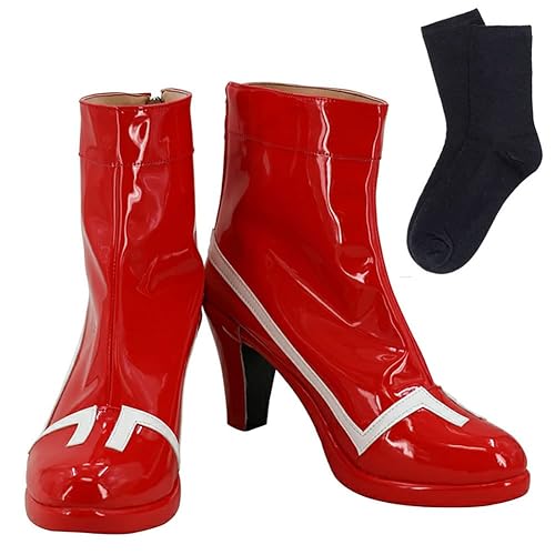 Tkieio Darling in The Franxx Cosplay Shoes Zero Two Boots PU Leather - 6.5-7 - Red