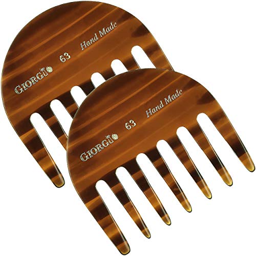 Giorgio G63 Small Travel Purse Hair Detangling Comb, Wide Teeth Pocket Comb for Thick Curly Wavy Hair. Hair Detangler Comb For Wet and Dry Everyday Care. Handmade of Cellulose, Saw-Cut Hand Polished