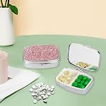 1 pcs Elegant Crystal Diamond Pill Organizer - 2 Compartment Portable Pill Case with Sparkling Design for Vitamins, Medication & Jewelry Storage