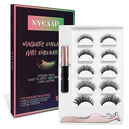 NYCAAR Magnetic Eyelashes with Eyeliner Kit, Soft and Comfortable Magnetic Lashes, Strong Magnetic Eyeliner(5 Styles)