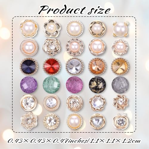 Image of 30 Pcs No Sew Invisible Buttons Pearl Brooch Button Women Reusable Pearl Cover Up Pin Removable Replacement Safety Button Dress Supplies Decoration for Girls Clothing Shirt Blouse Shawl Coat Christmas