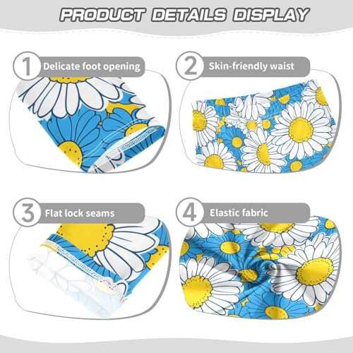 Blue Chrysanthemum Flower Girls Leggings Soft Stretch Workout Yoga Dance Pants for Kids Casual Tights3