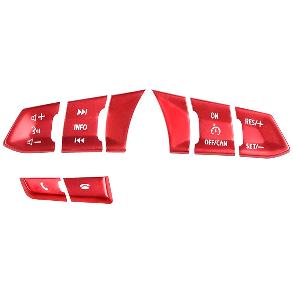KELEIMAI Car Accessories Fit for Mazda CX-5 CX5 2017-2022 2023 2024 2025 Interior Button Sticker Cover Trim (Red) Aluminum Alloy 8 PCS