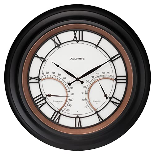 ACU-Rite AcuRite 75022M 24-Inch LED Illuminated Outdoor Clock with Temperature and Humidity 75022M-Reloj Exteriores Humedad Pulgadas, Metal, Cobre