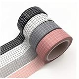 Länge 10m TOSSPER 4pcs 10m schwarz und weiß Grid Washi Klebeband Japanische Papierplaner Masking Tape Klebeband Aufkleber Dekorative Stationery Tapes