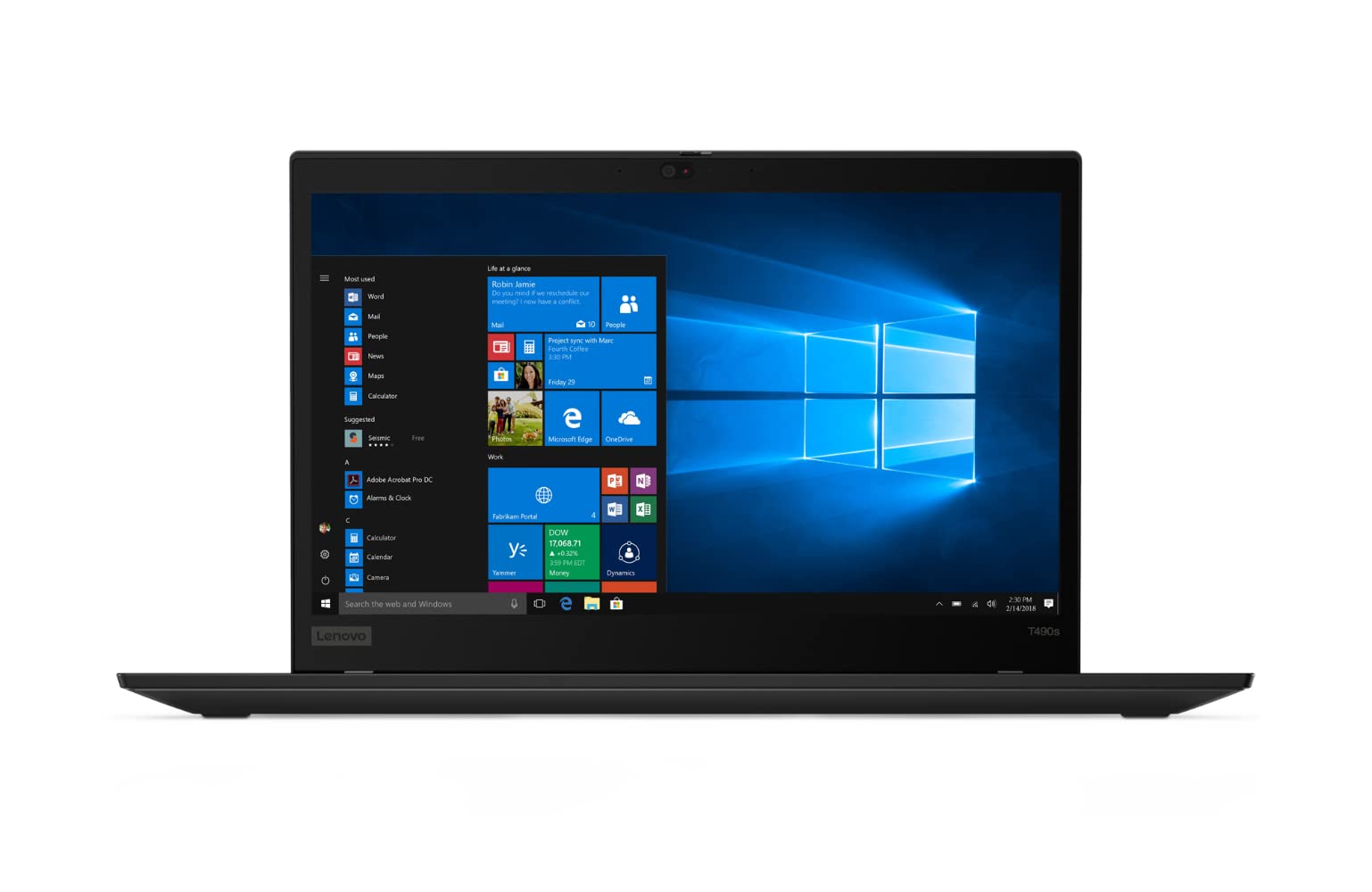 Lenovo ThinkPad T490s 14" 1920x1080 Full HD Intel Core i5 8265U 256GB SSD Hard Disk 8GB Memoria Windows 11 Pro Webcam Notebook Laptop (ricondizionato)
