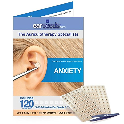 Anxiety Ear Seed Kit- 120 Ear Seeds, Stainless Steel Tweezer by EarSeeds.com