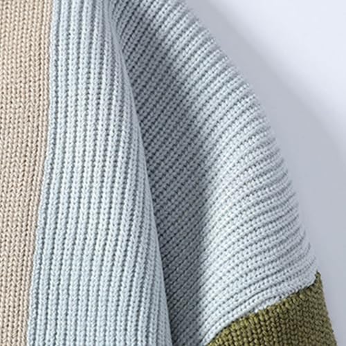 Men's Colorblock Sweater Unisex Round Neck Long Sleeve Casual Tunic Pullover Ribbed Knitted Patchwork Streetwear 5