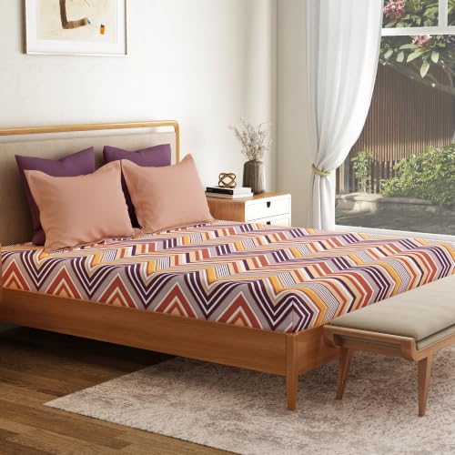 Image of Mytrident Bedsheet for Double Bed Queen Size |90 Inches x 100 Inches | Wave Purple