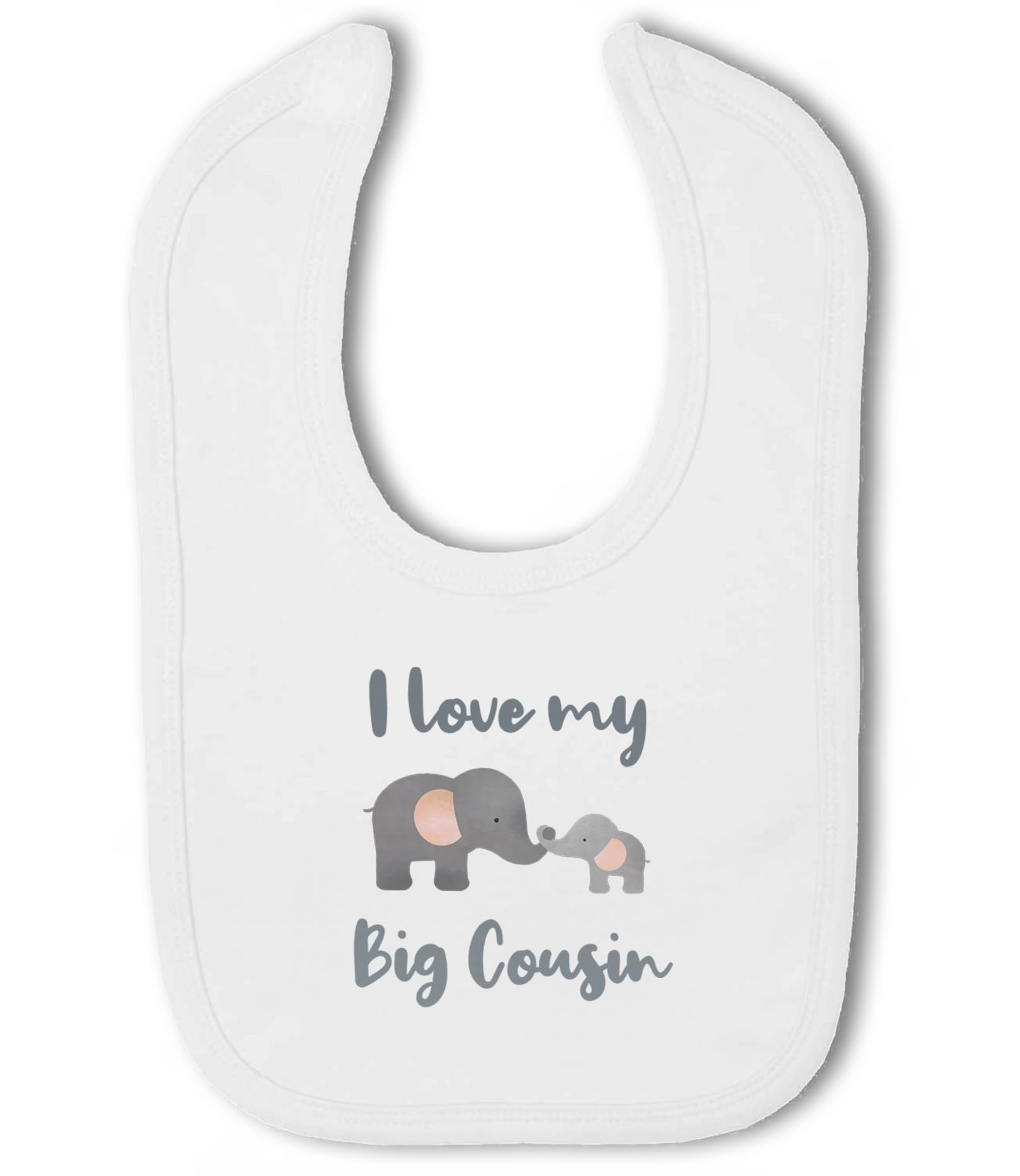 Make It Love It Sell It - I Love My Big Cousin, Elephants - Hook And Loop Baby Bib, For Boy or Girl, One Size