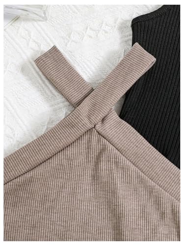 Image of OYOANGLE Toddler Girl's 4 Pack Ribbed Knit Crop Tank Tops Set One Shoulder Summer Camisole