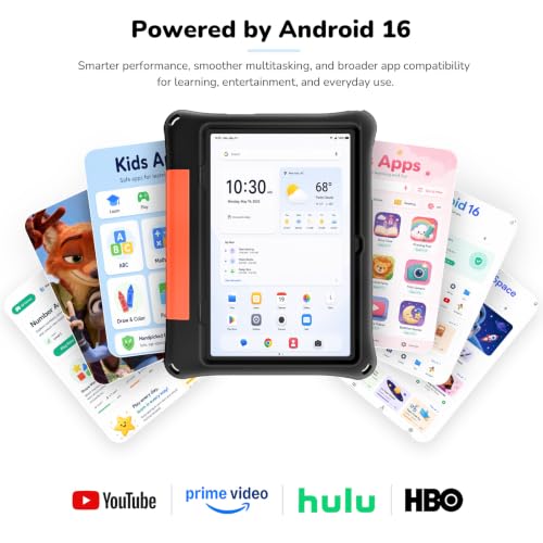 Image of Kids Tablet, Android 16 Tablet for Kids 10 inch withEVA Case (Black) 30GB RAM 64GB ROM 1TB TF Card Expandable for Toddler Children, Parental Control, Dual Camera, WiFi, Gift