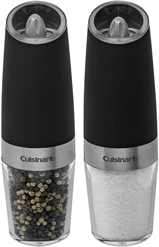 Cuisinart CSS-2424 - Molinillo de especias de sal y pimienta por gravedad con luz LED azul, capacidad de 23 tazas
