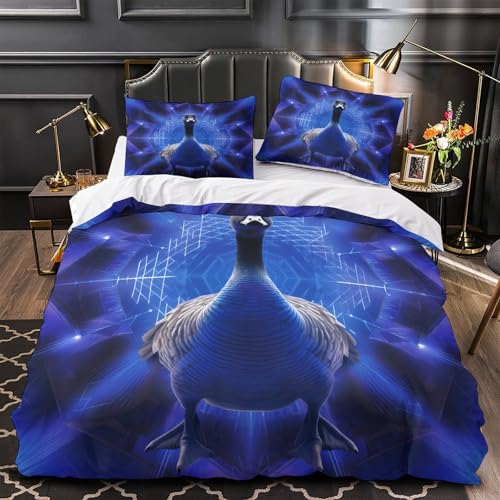 Housse de couette 3D bleu 140x200 cm single en microfibre douce