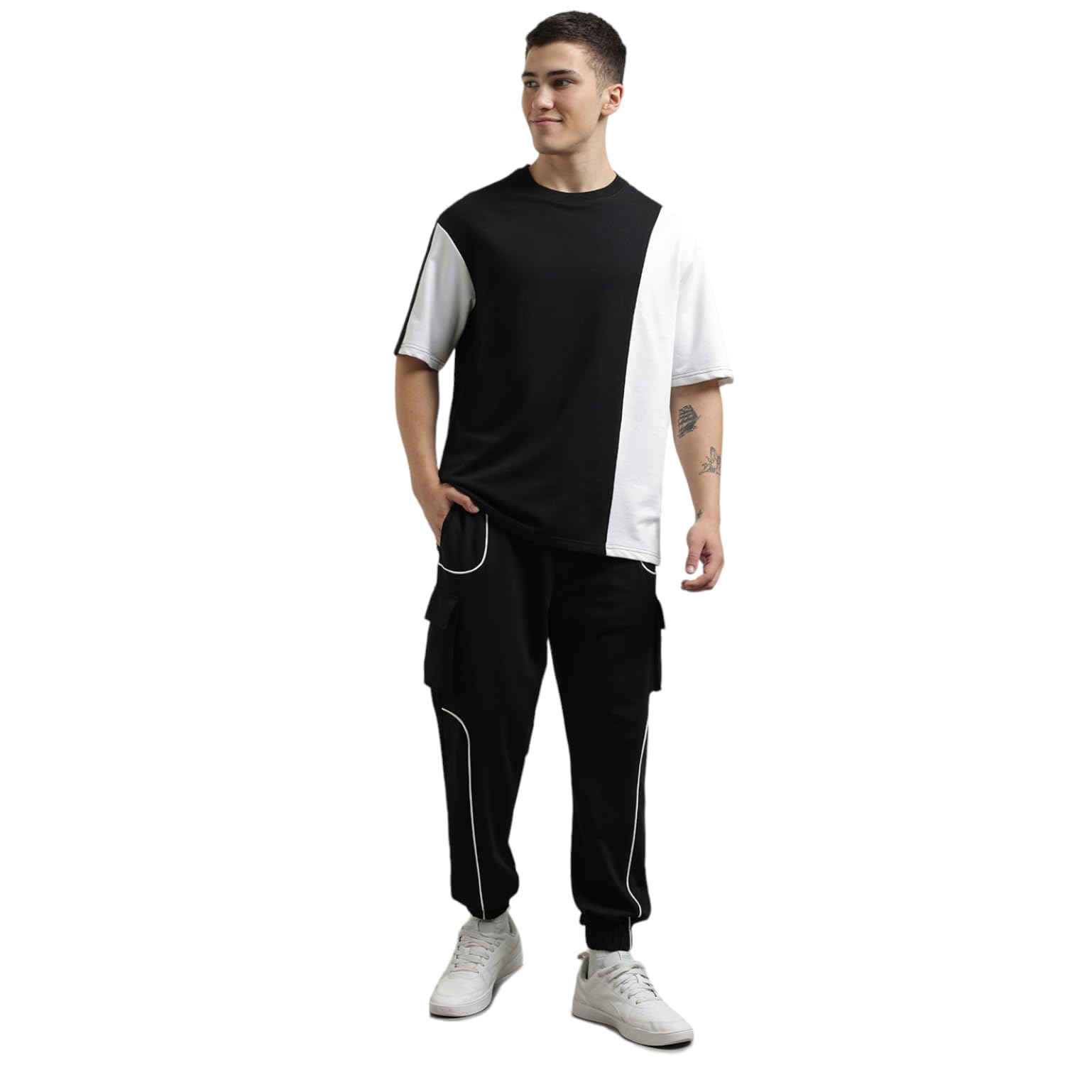 nobero Cotton Blend Oversized Casual Round Neck Co-Ord Set For Men Casual Sleepwear & Loungewear Set & Night Suits Set For Men-picture-11