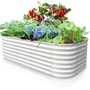 Metal raised beds for garden, 60cm Tall Galvanized Raised Garden Bed Outdoor for Vegetables, Flowers, Large Raised Planter Outdoor for Free Assembly with Ease（240 * 60 * 60cm， Beige）