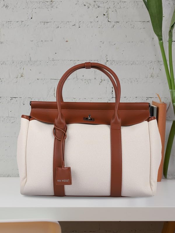 Image of MINI WESST Madeline Classic Tote Bag | Spacious Interior | Lightweight | Vegan Leather | Travel | Shopping | Office | Picnic