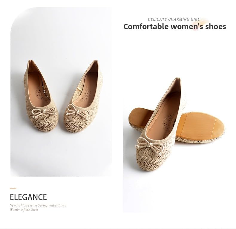 Flying single shoes summer new knitted breathable flats skin-friendly breathable comfortable lining, softness improves wear resistance summer Comfortable and durable4