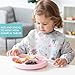 Bumkins Toddler and Baby Suction Plate, Divided Grip Dish for Babies and Kids, Baby Led Weaning, Feeding Supplies, Sticks to Tables and Highchairs, Platinum Silicone, for Chidren 6 Months, Pink