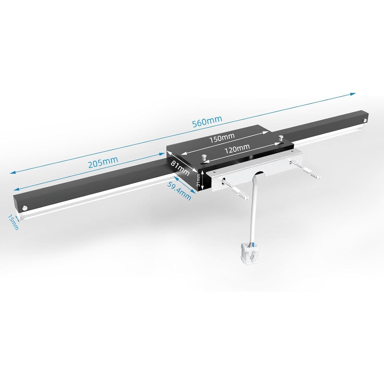 Lámpara de Espejo Baño 56 cm 14W 1200LM 230V,Prueba de Agua IP44 Aplique Espejo Baño LED Negro,Blanco Frío 6000K Luz Baño Espejo Moderno.