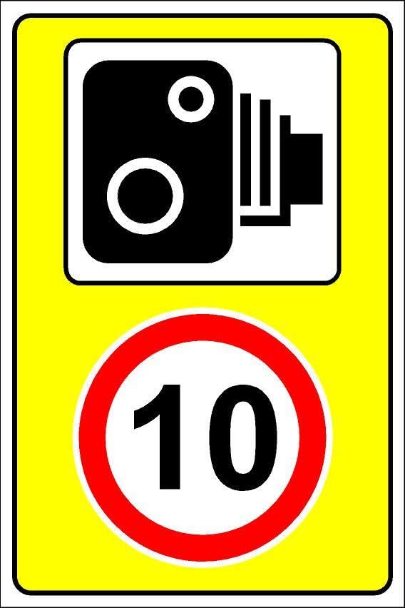 Speed cameras, max 10-1mm flexible Plastic sign (600mm x 400mm)
