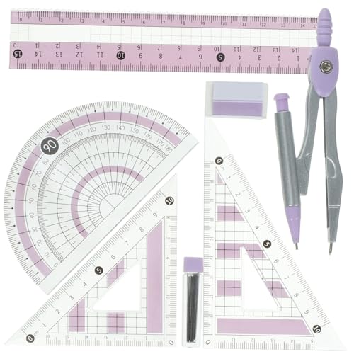 MINAOLULUS 多機能三角定規 コンパス付き 用学習文具 透明量角器 尺子キット ポータブル設計 建築 製図 技術イ対応