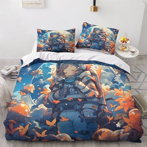 Parure de lit imprimé espace 3D avec housse couette microfibre double