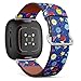CJBROES Replacement Leather Watch Band, Compatible with Fitbit Versa 3 and Fitbit Sense of Wristband Bracelet Accessory - Cute Smiling Plants