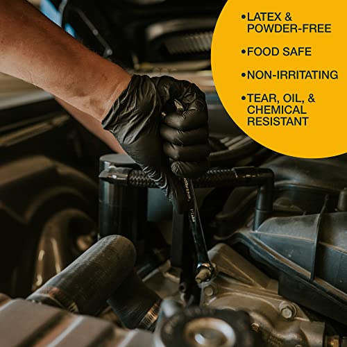4Lifetimelines Large/X-Large Industrial Black Nitrile Gloves, Rip & Chemical Resistant, Latex-Free Disposable Gloves, Fingertip Textured, 4 Mil Thick (Box Of 100) #TOP1