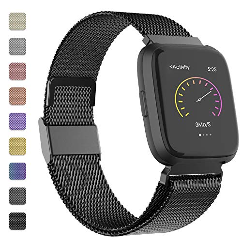 iGK Metal Replacement Bands Compatible for Fitbit Versa/Versa Lite Edition/Versa 2, Stainless Steel