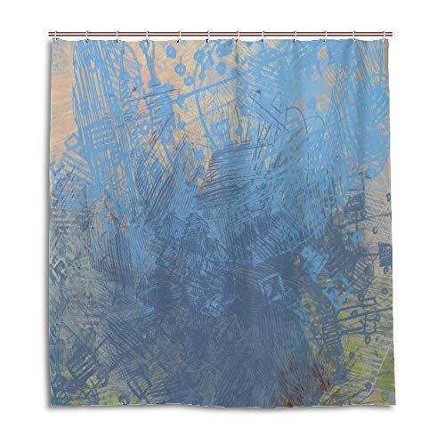 Rideau de douche polyester multicolore à texture artistique unique de 66 x 72 cm