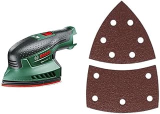 Home and Garden EasySander 12 Cordless Multi-Sander (12 Volt, Without Battery, 3X Sanding Sheets) + 10 pc. Santing Sheet Set (Grit 80)