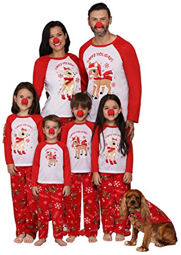Rudolph The Red-Nosed Reindeer Matching Family 3-Piece Pajama Sets Red Nose Included, Men, Size Large Montana 