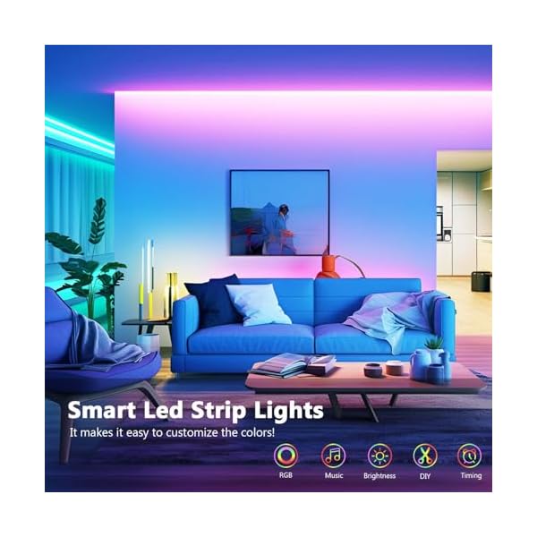 Ylatoial Led Lights 10m, RGB Led Strip Light with Smart App Control Remote, Music Sync Colour Changing Cuttable LED Tape Lights for Home, Bedroom, Kitchen Cabinet Decor, Gaming Setup [Energy Class A] - Image 4